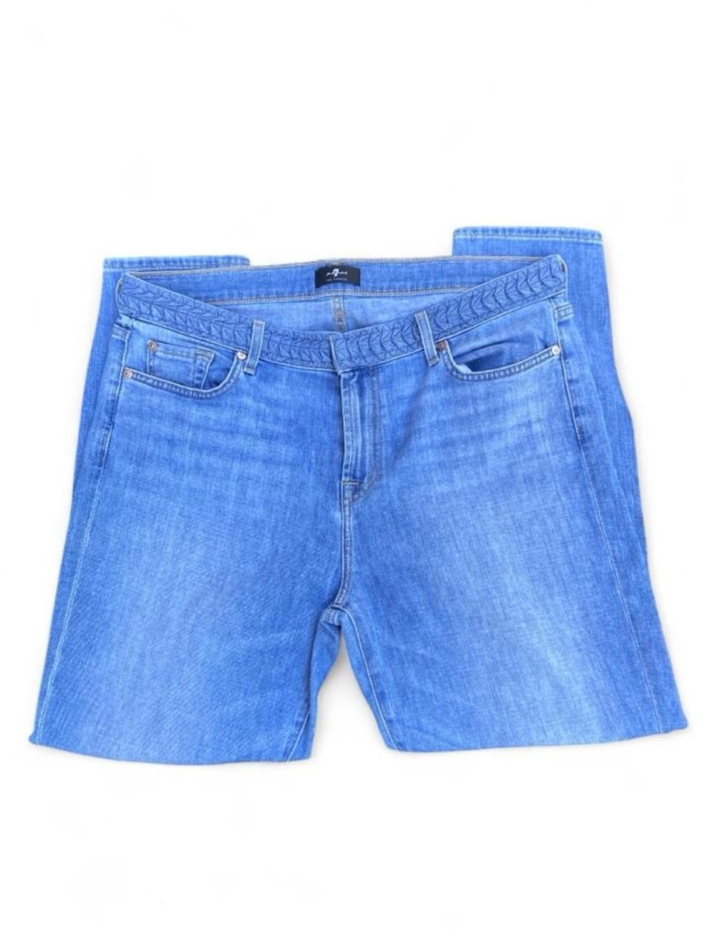 7 For All Mankind Women's The Ankle Skinny Weaved Waist Clasp Closure Size 32